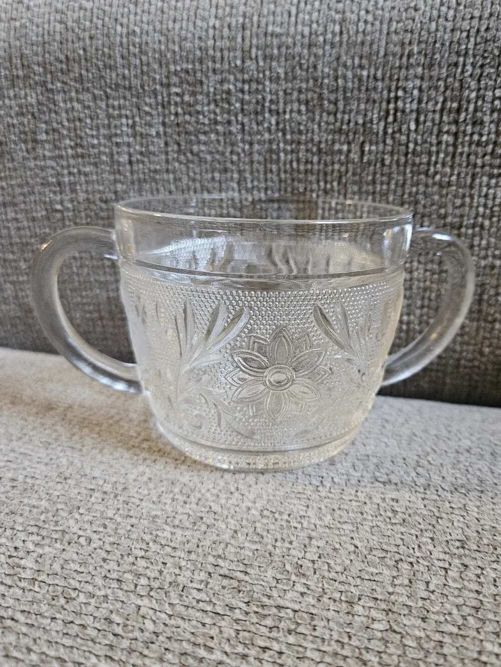 Vintage Anchor Hocking Sandwich Clear Pattern Open Sugar Bowl